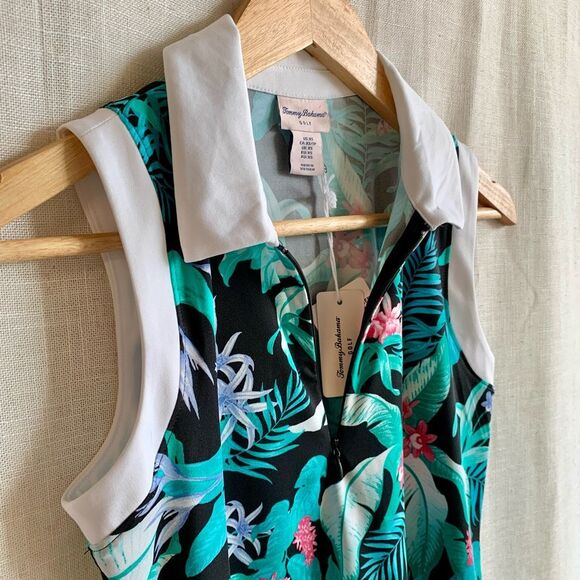 NWT Tommy Bahama Sleeveless Polo Tank Top Size XS Preppy Tropical Golf Top - Picture 2 of 15